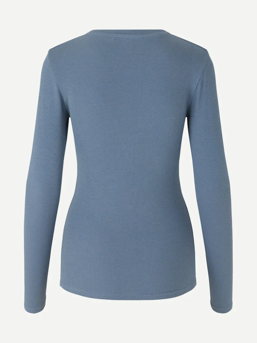 Alexa Long Sleeve Tee - China Blue
