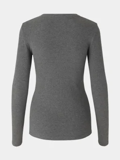 Alexa Long Sleeve Tee - Dark Grey Melange