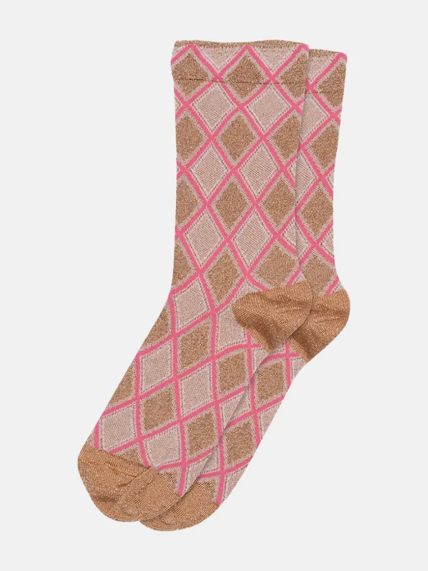 Alicia Glitter Socks - Tawny Brown