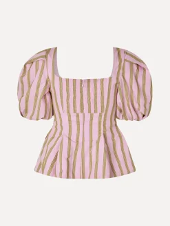 Blouson Sleeve Top - Wallpaper Stripes