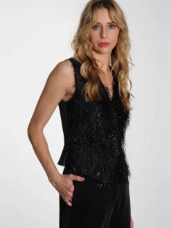 Christa Frayed Jacquard RD - Black