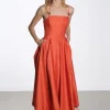 Double Strap High Volume Dress - Orange Mecca