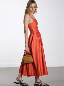 Double Strap High Volume Dress - Orange Mecca