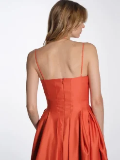 Double Strap High Volume Dress - Orange Mecca