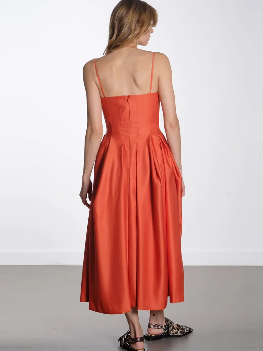 Double Strap High Volume Dress - Orange Mecca