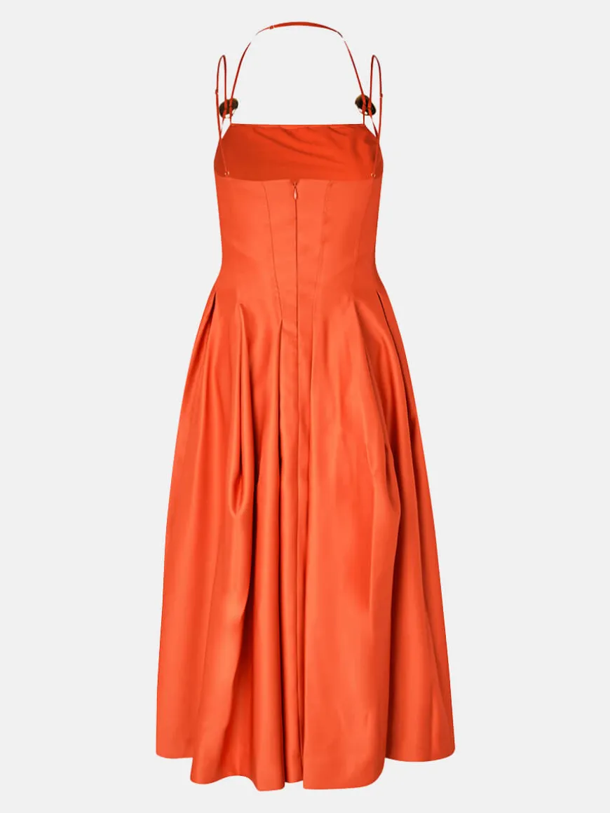 Double Strap High Volume Dress - Orange Mecca