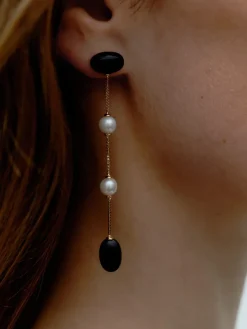 Dualism Long Earrings - Gold