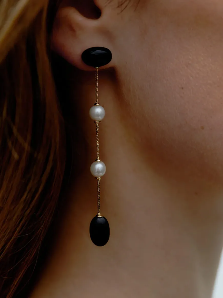 Dualism Long Earrings - Gold