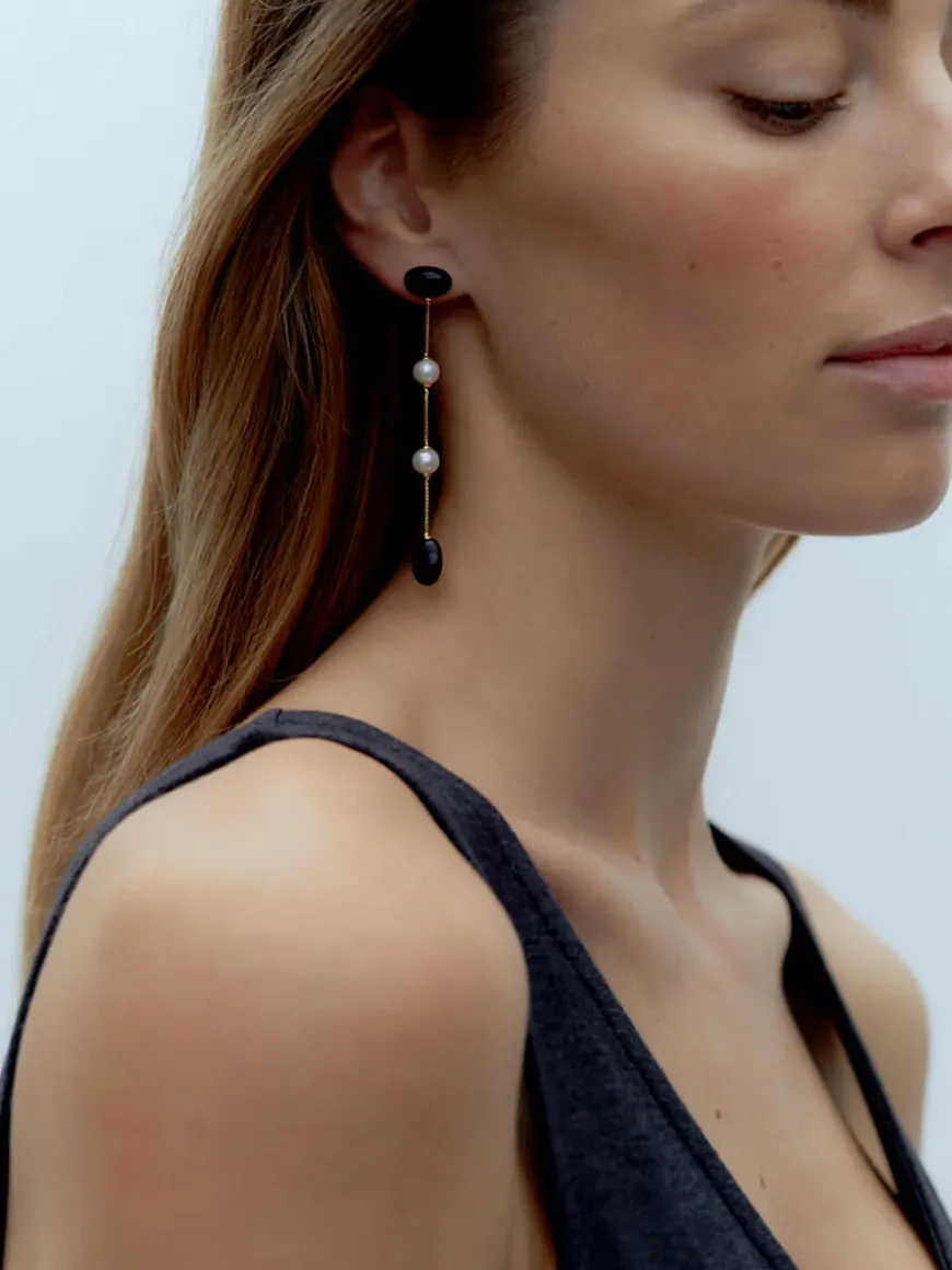 Dualism Long Earrings - Gold