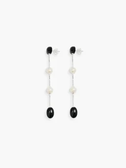Dualism Long Earrings - Silver