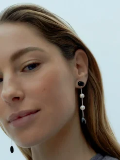 Dualism Long Earrings - Silver