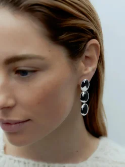 Dualism Oval Earrings - Silver