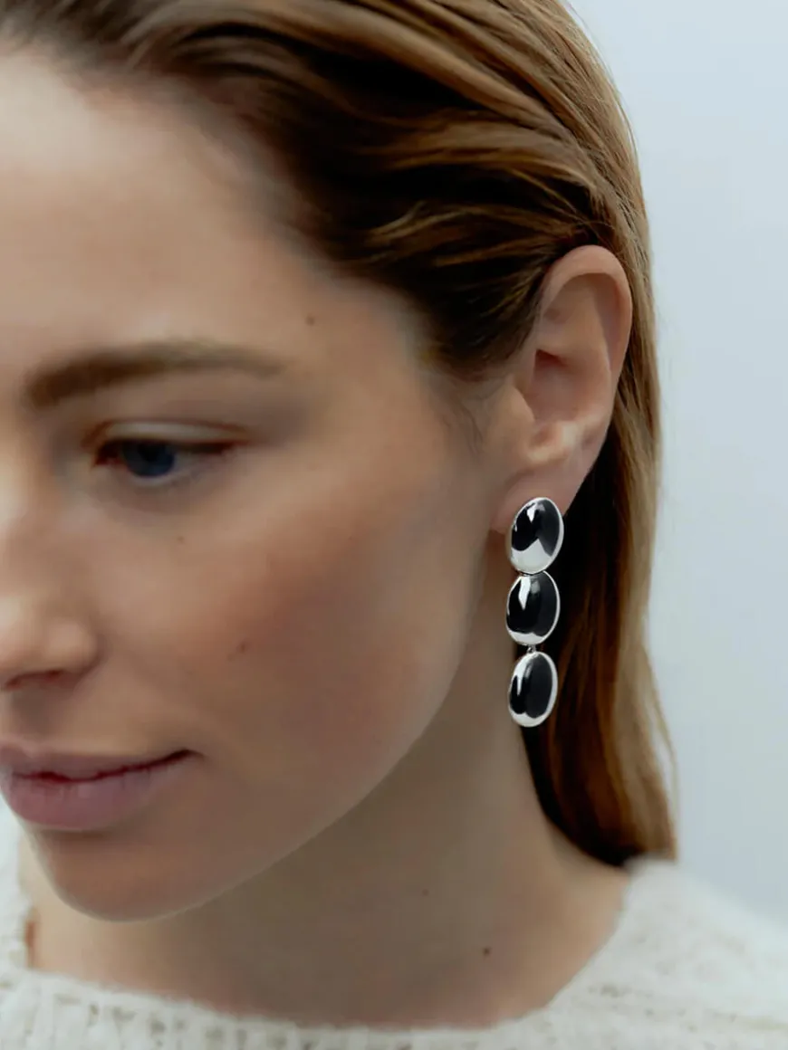 Dualism Oval Earrings - Silver