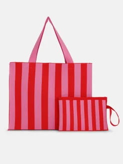 Florence Striped Set Bags - Red/Pink