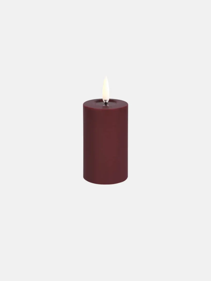 LED Melted Pillar Candle 5x4.5 - Wine Red