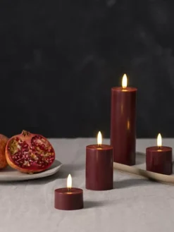 LED Melted Pillar Candle 5x4.5 - Wine Red