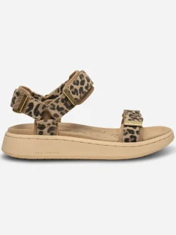 Line Suede Sandals - Leopard