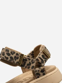 Line Suede Sandals - Leopard