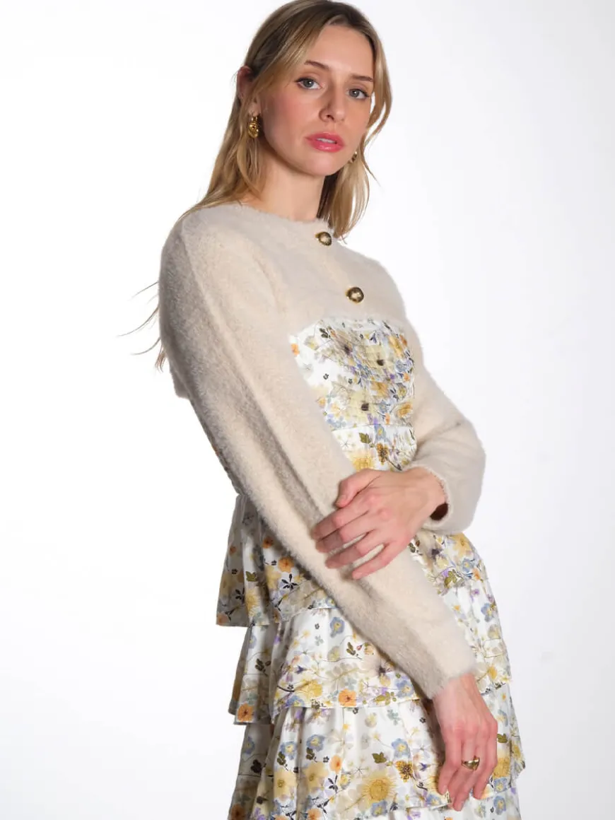 Long Sleeve Bolero Sweater - Cream