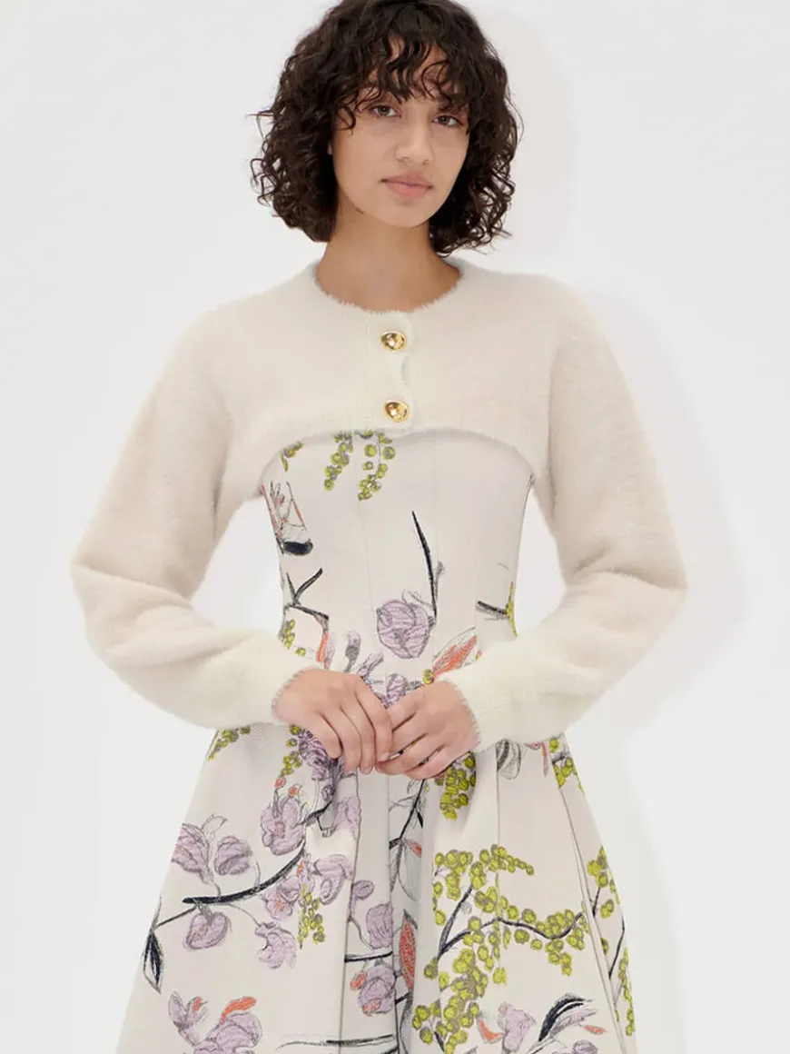 Long Sleeve Bolero Sweater - Cream