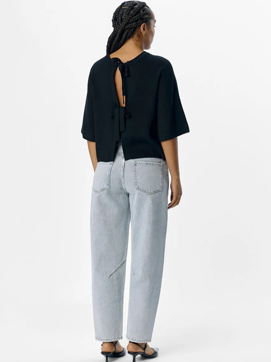 OBJUlla Short-Sleeved Knitted Cardigan - Black