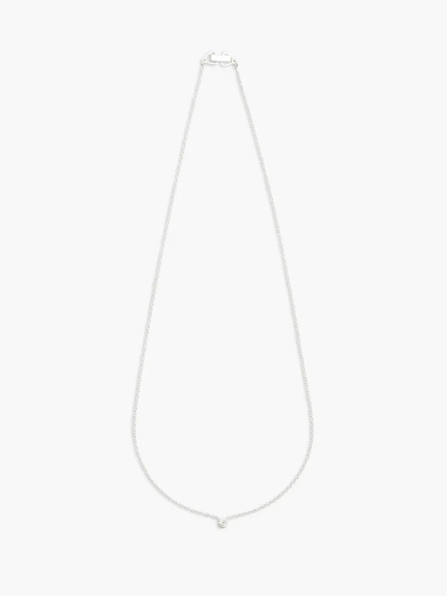 Oda Floating Stone Necklace - Silver - No. 15033