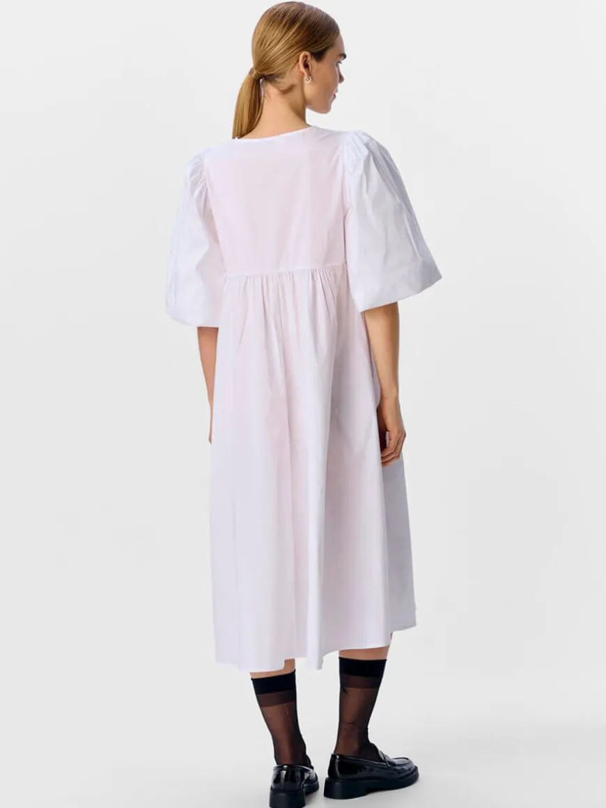 Paige Puff Sleeved Midi Dress - White