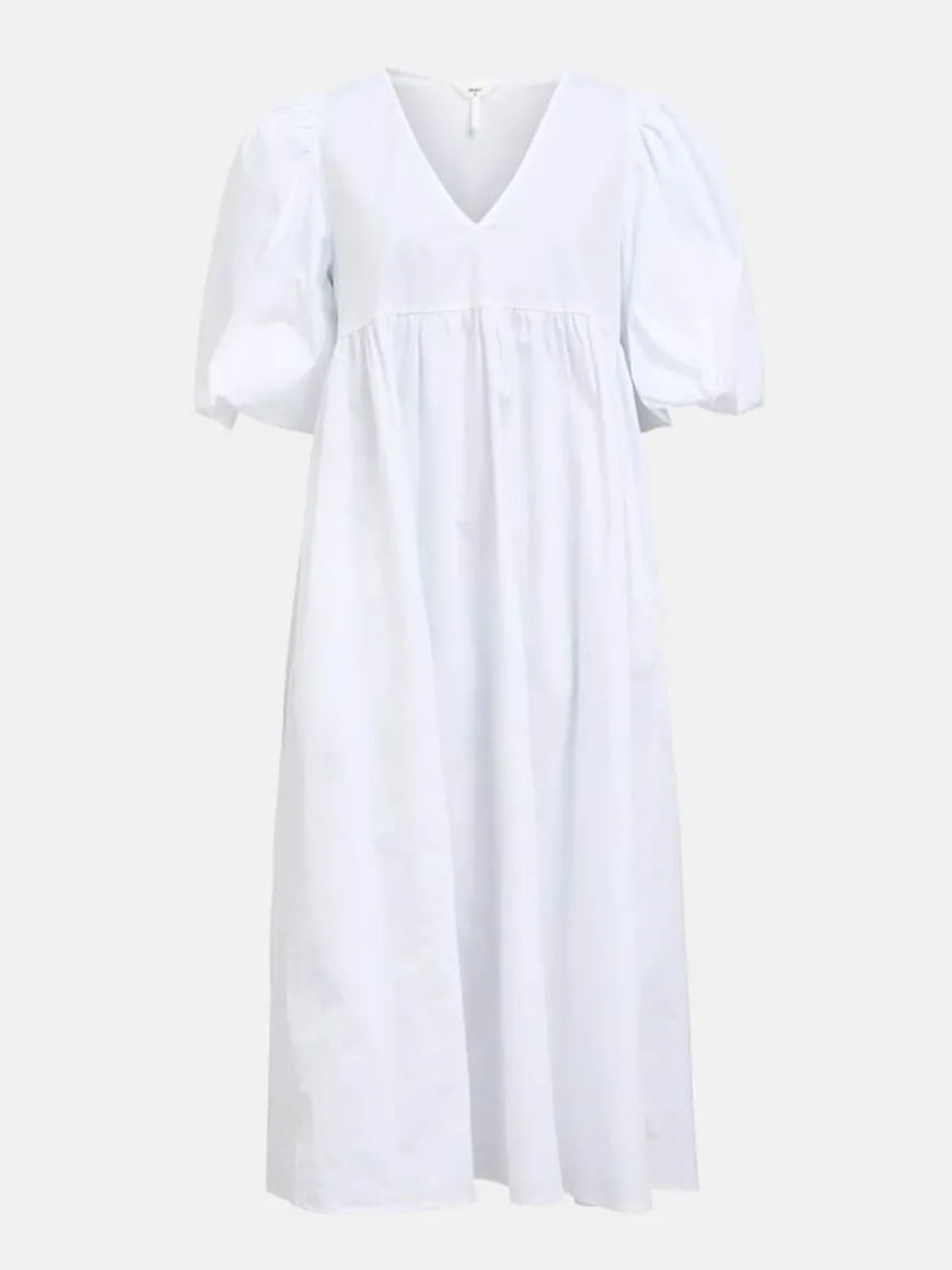 Paige Puff Sleeved Midi Dress - White