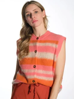 Striped Mohair Cardigan-Vest