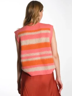 Striped Mohair Cardigan-Vest