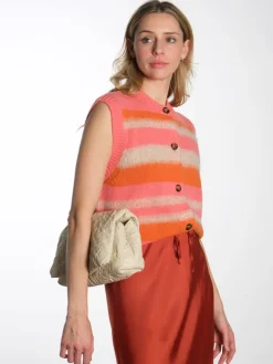 Striped Mohair Cardigan-Vest