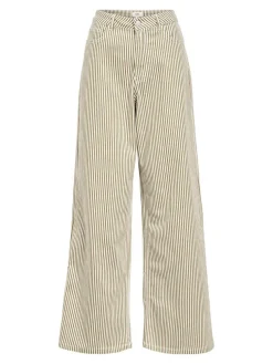 Striped Wide Leg Jeans - Cloud Dancer