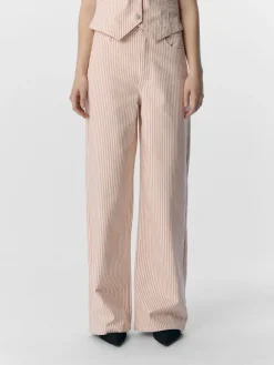Striped Wide Leg Jeans - Rose Elegance