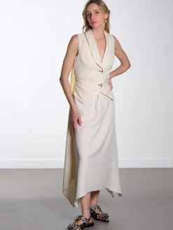 Tailored Handkerchief Dress - Ivory / Cornsilk