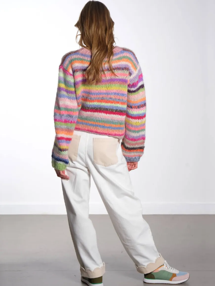 Two Toned Cotton Pants - Denim Moon Wash