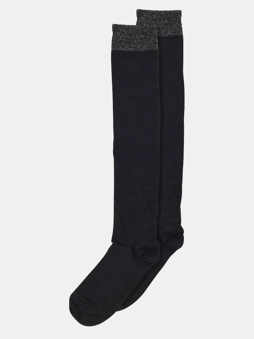 Wool/Silk Knee Socks - Black