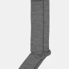 Wool/Silk Knee Socks - Medium Grey Melange